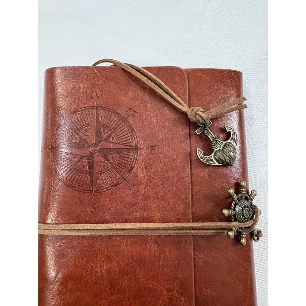 LUXURY Vegan Leather Bound Artisan Journal Travel Captain Yellow Pages